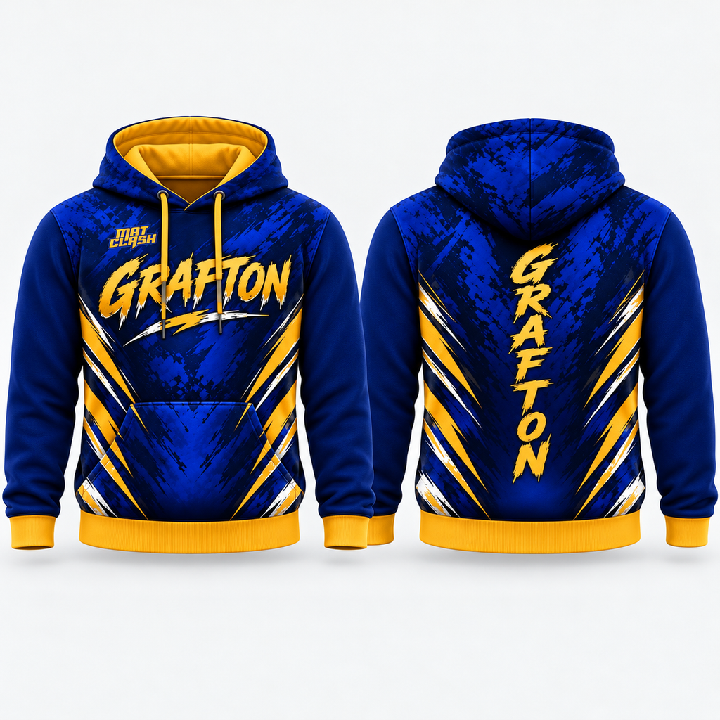 Grafton Youth Wrestling hoodie — included in this bundle, front and back