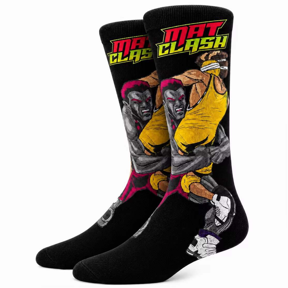 black Mat Clash crew socks design mockup
