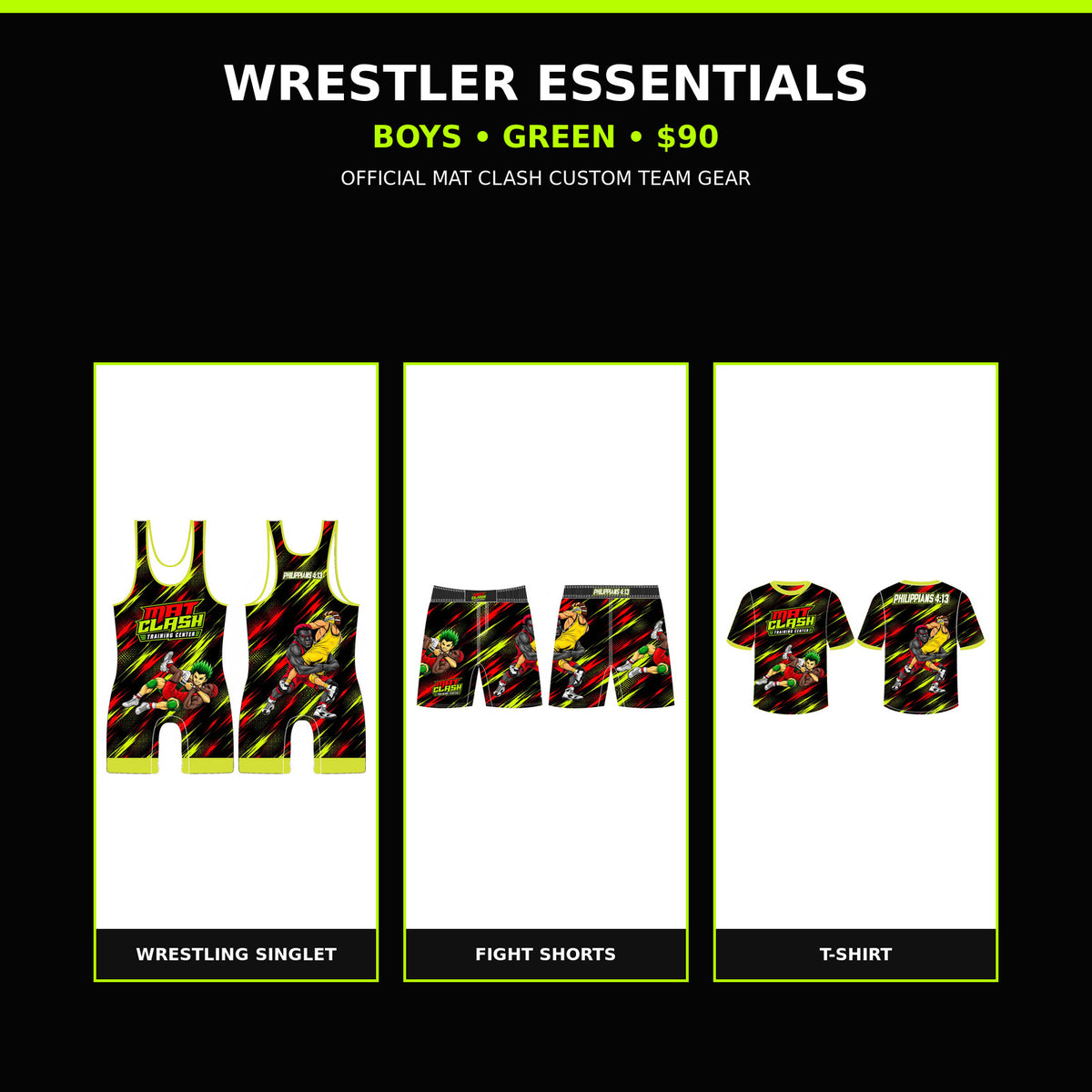 MAT CLASH Boys Wrestler Essentials Bundle
