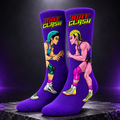 purple Mat Clash crew socks — premium product mockup