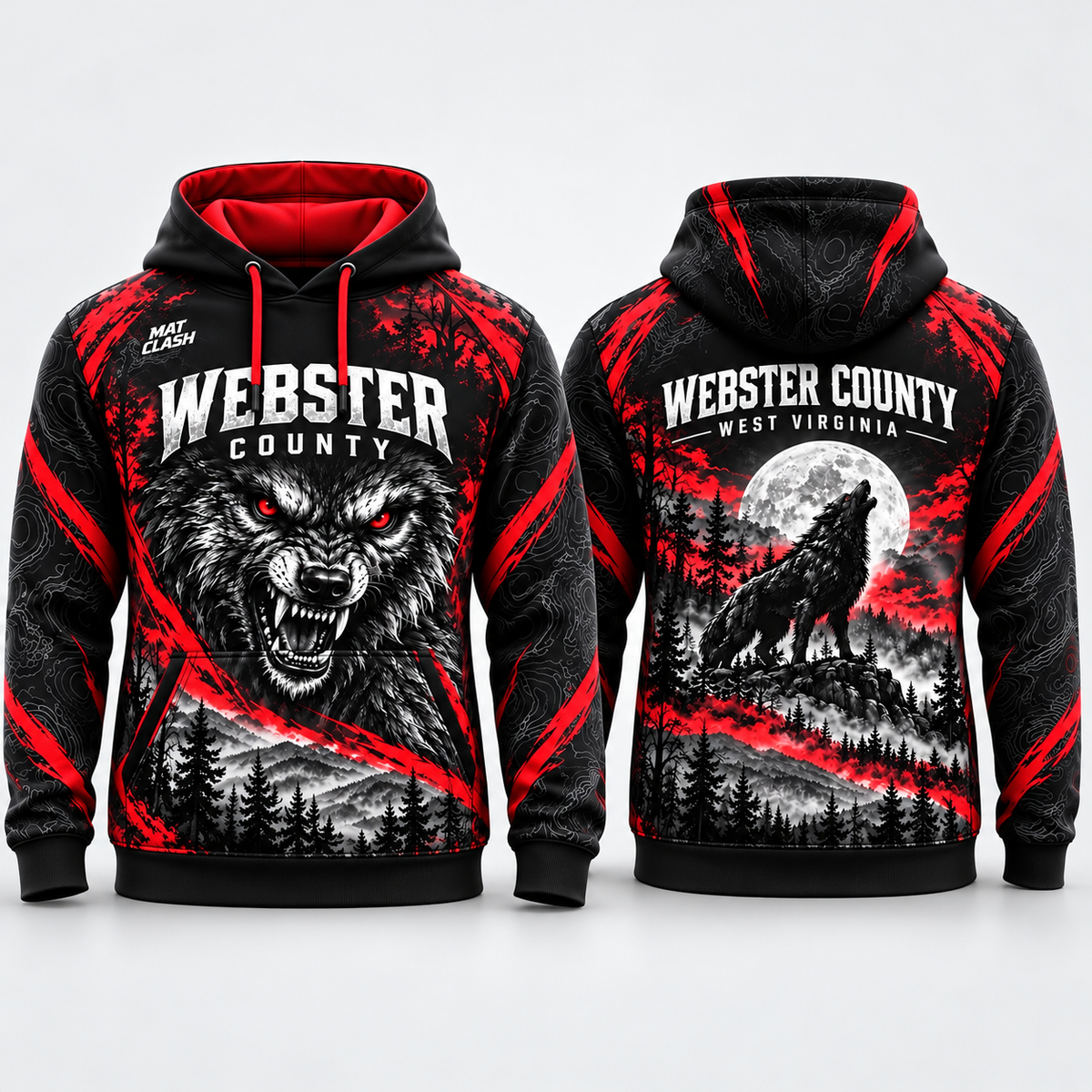 Webster County Wolves hoodie front and back — included in Full Wrestler Bundle