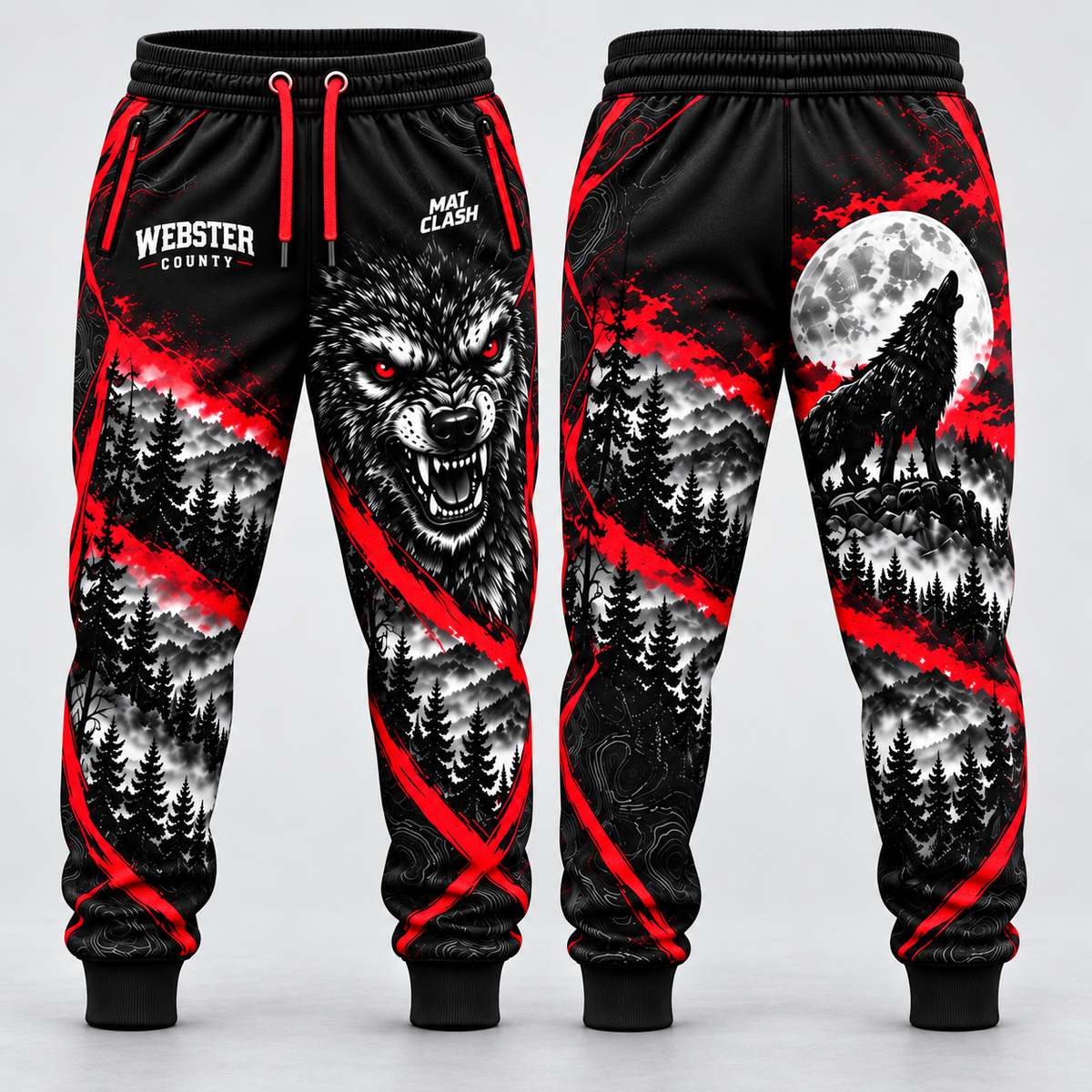 Webster County Wolves Wrestling Joggers front and back